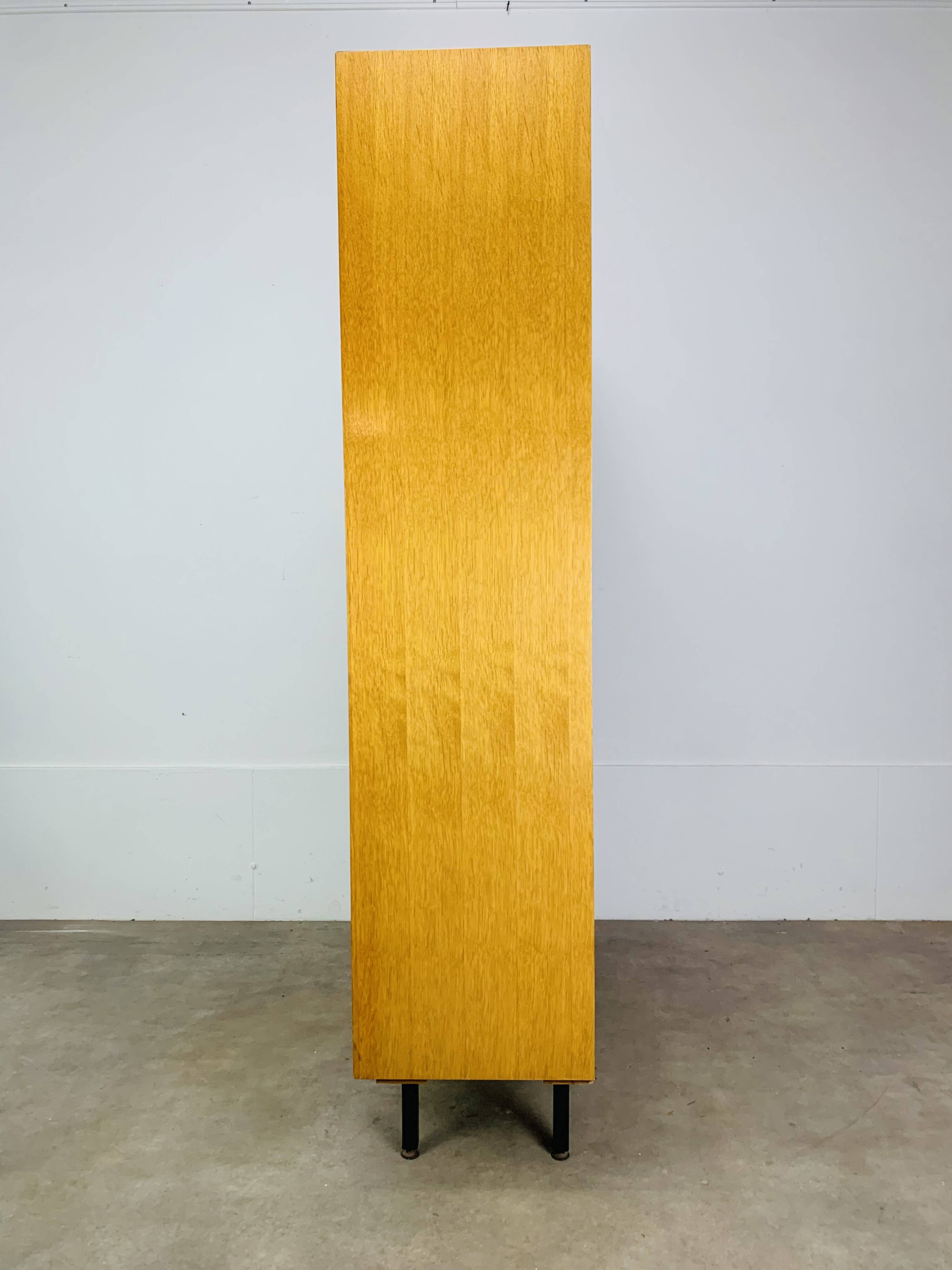 1950s modernist bookshelf, light oak, vintage