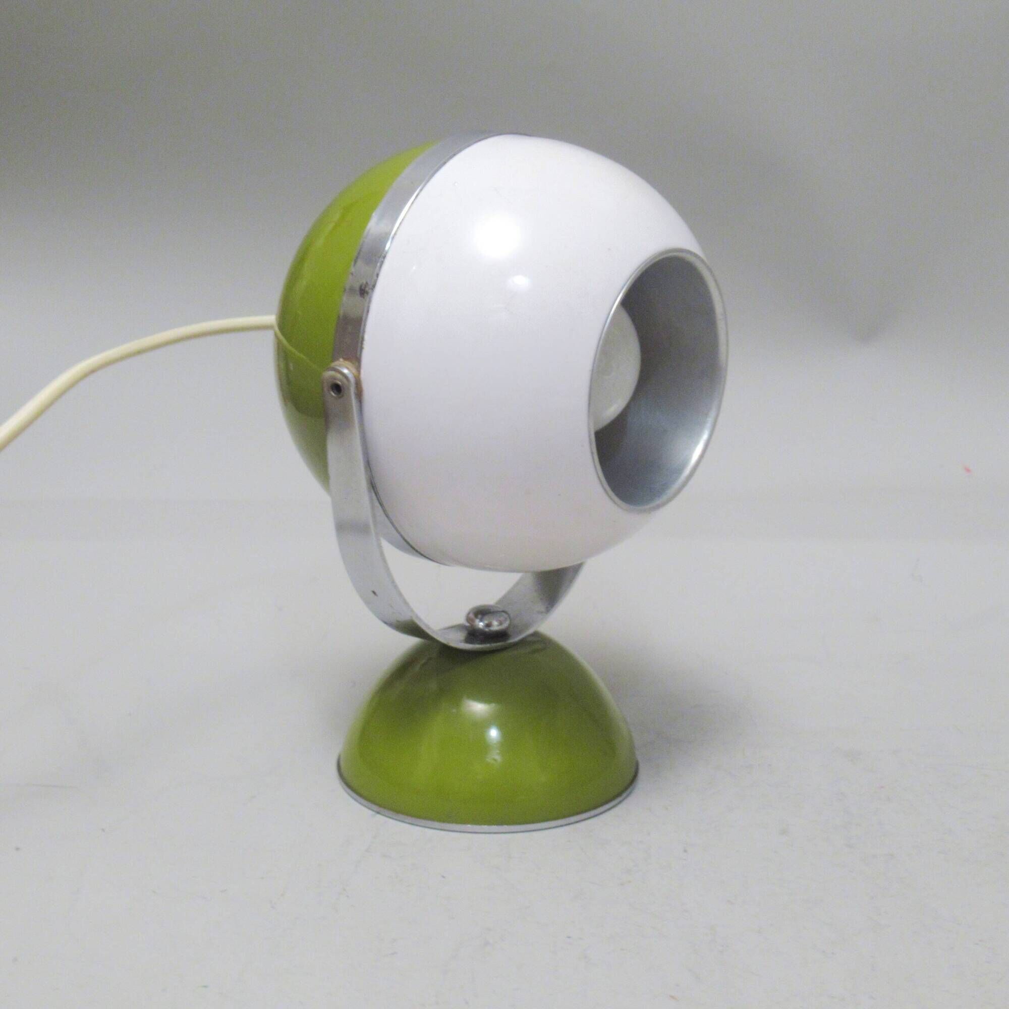 Lampe boule italienne blanc et kaki années 70