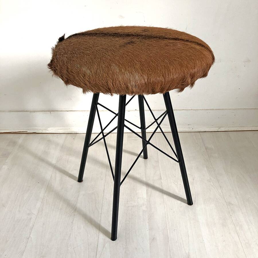 Vintage 70's cowhide stool