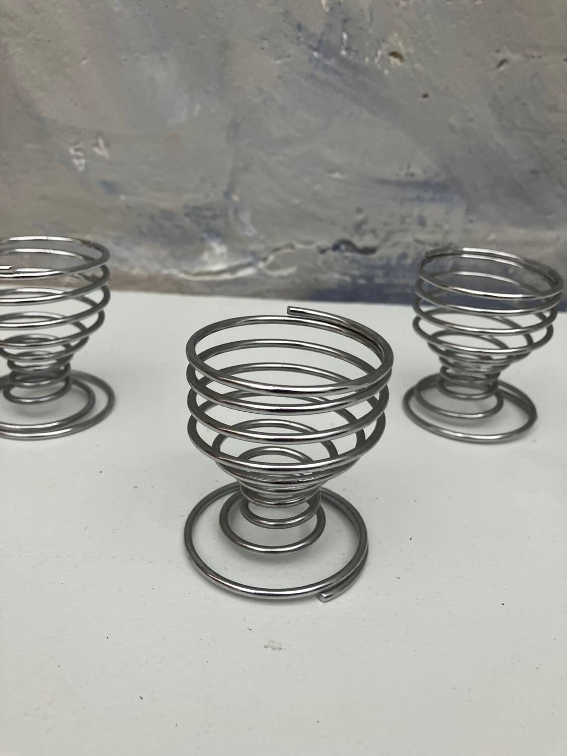 4 vintage stainless steel spiral egg cups from 1970