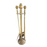 Brass fireplace accessory set with vintage stand
