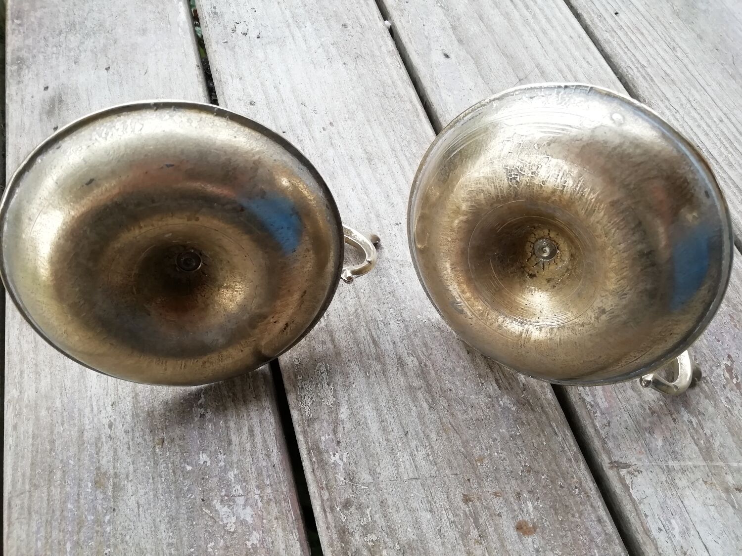 Pair of brass candle holders