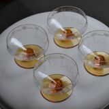 4 coupes à champagne verre ciselé