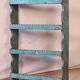 Old Burmese teak wall shelf original blue patina