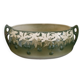 Faience planter by K.G. Lunéville and St Clément floral decoration