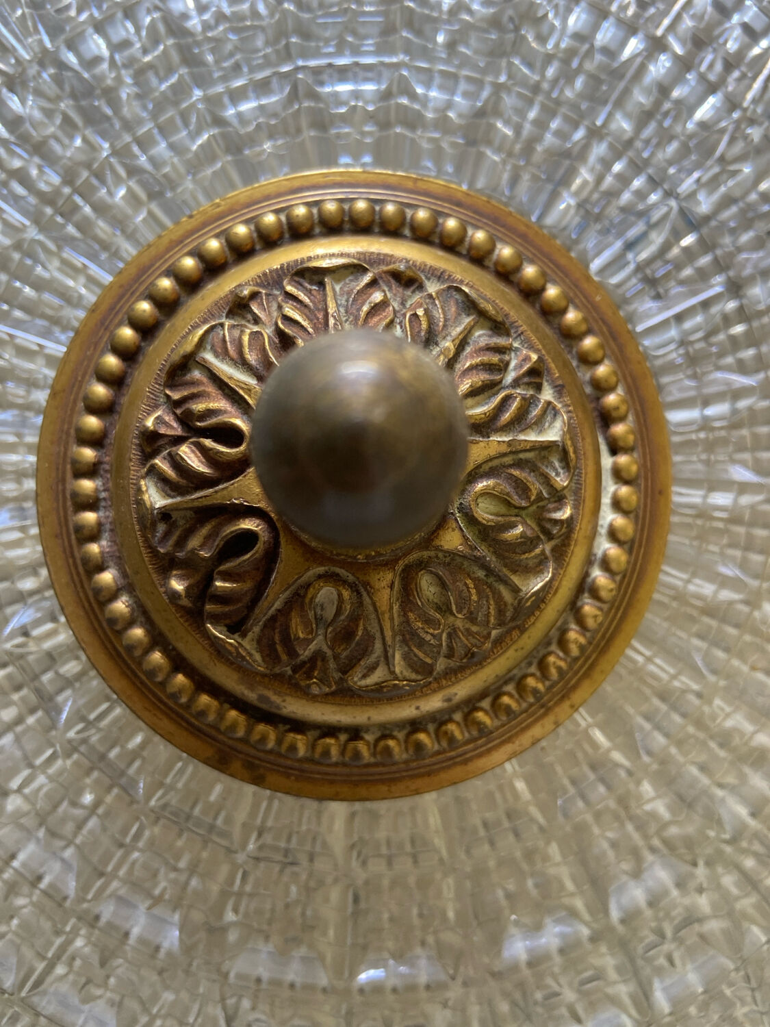 Brass and glass ceiling light