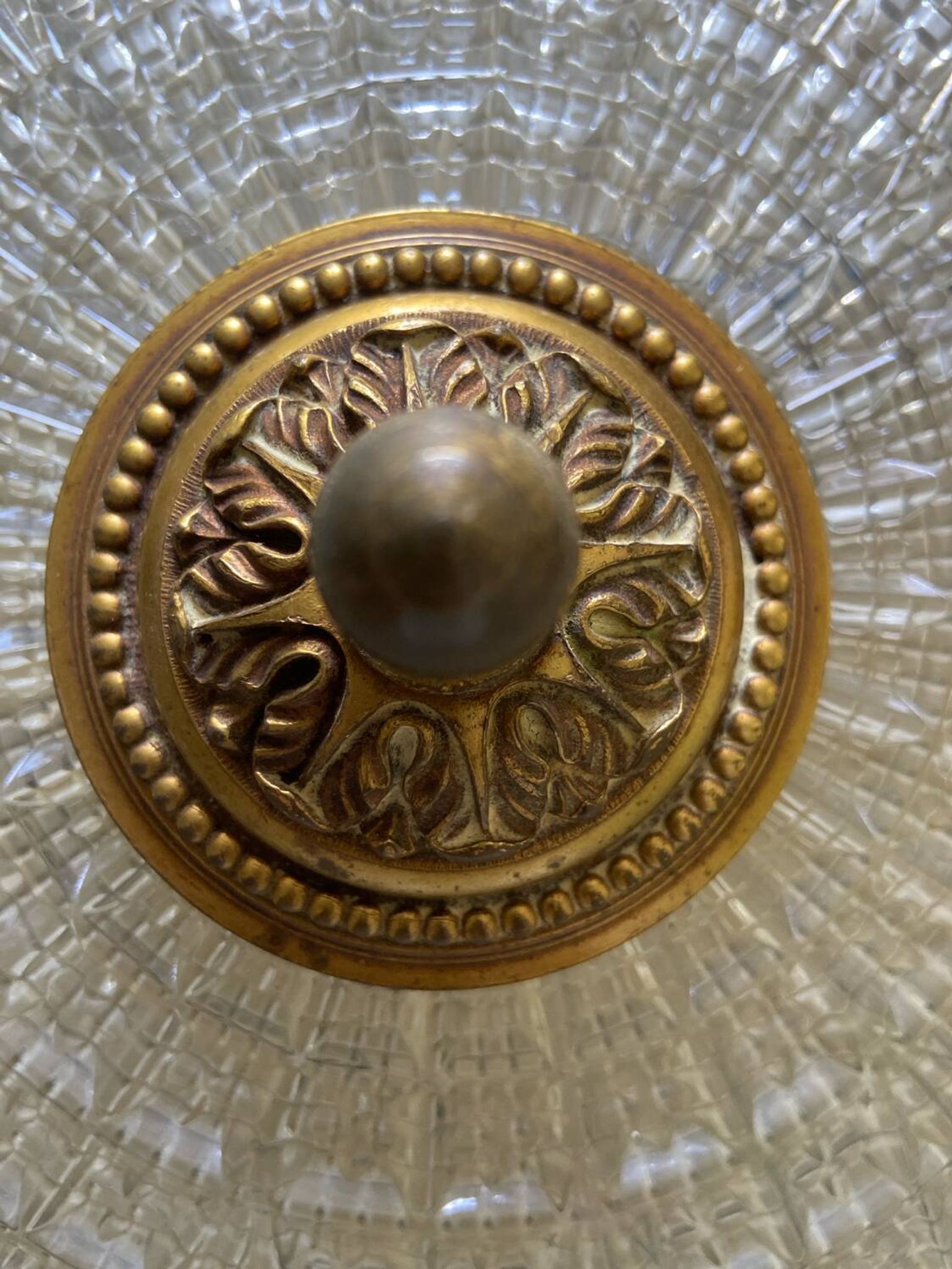Plafonnier laiton et verre