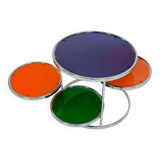 Vintage Kare Design Colorful Chrome and Glass Coffee Table