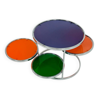 Table basse Vintage Kare Design Colorful Chrome et verre coffee table