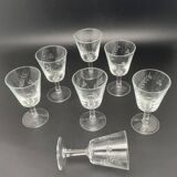 Aperitif glasses with chiseled pattern of ears of corn and flowers