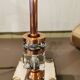 Art Deco mirror lamp, copper and glass