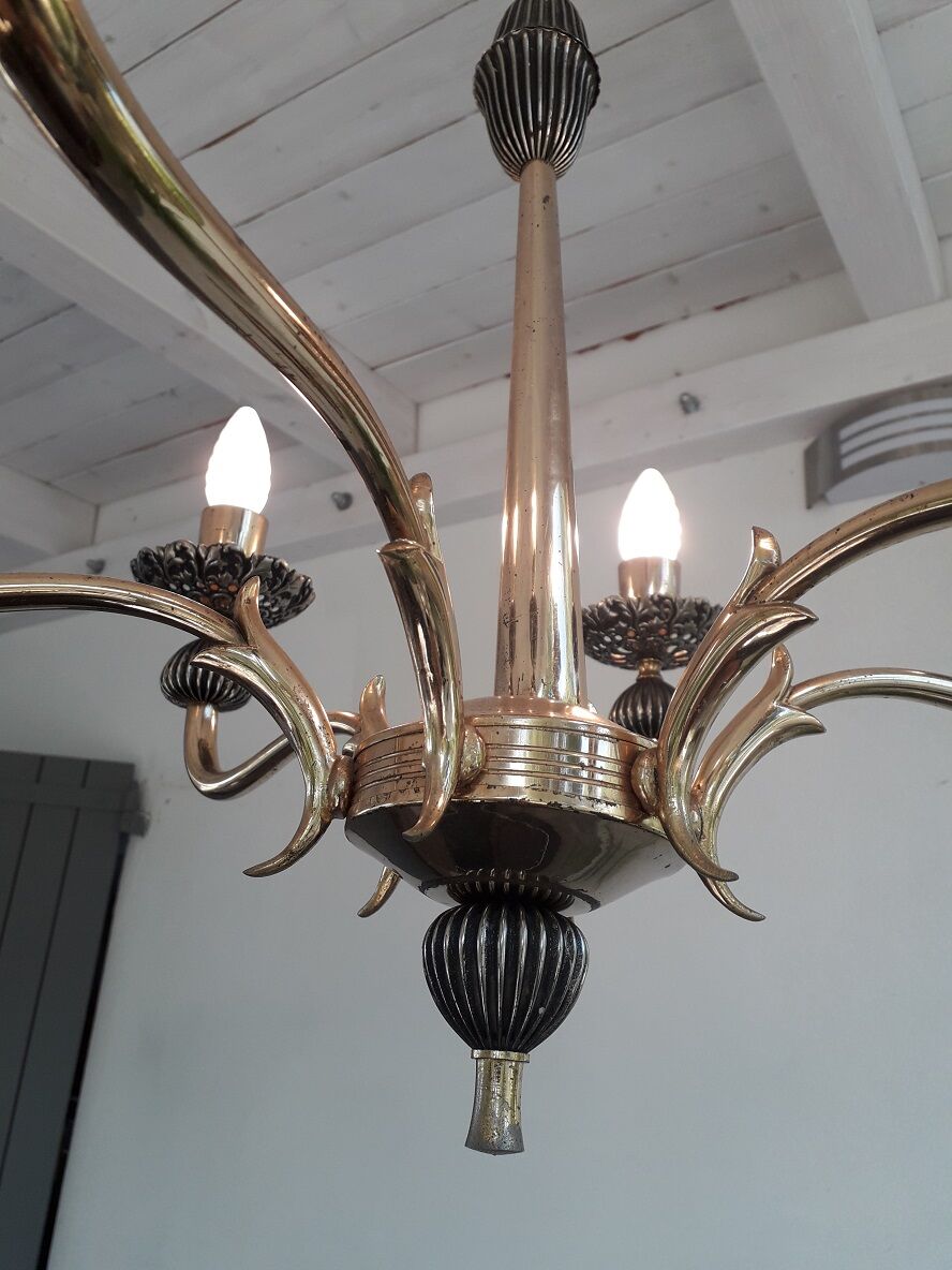 Italian gold coloured chandelier 1970s