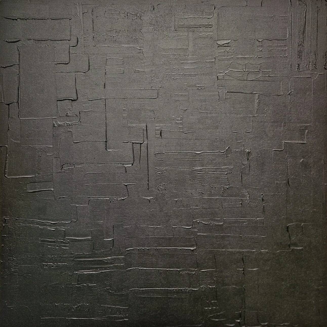 Monochrome black minimalist abstract painting