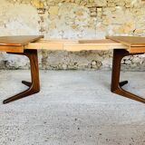 Extendable Scandinavian style dining table with double elongations by Maison Ducau, Circa 1970