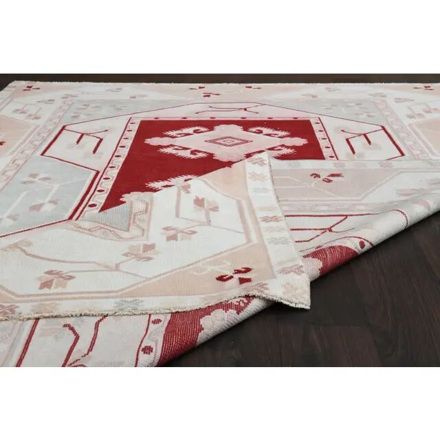1970s Vintage Turkish Hand-Knotted Wool Cotton Beige Area Rug 190x270