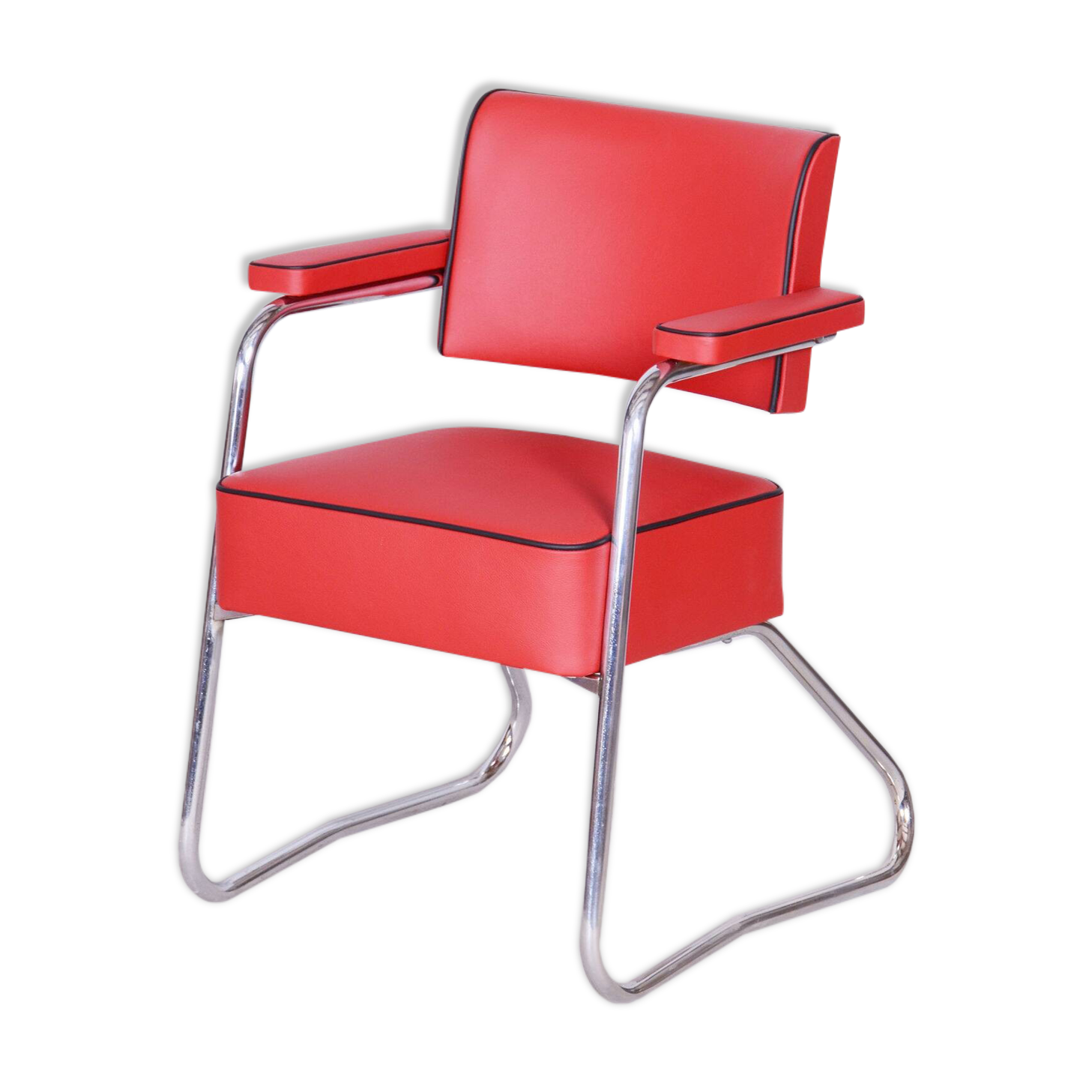 Restored Bauhaus Armchair, Mauser, G. Rohde, Chrome, Leather, Germany, 1930s