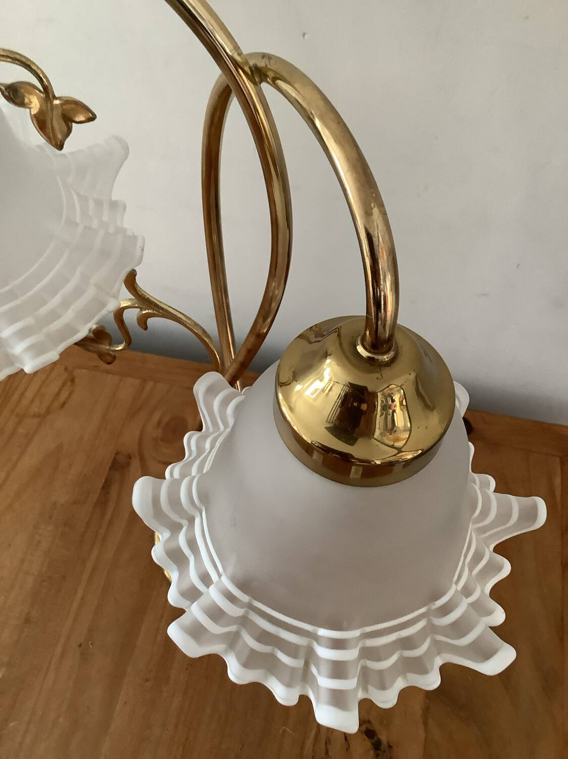 Vintage brass lamp and handkerchief globes