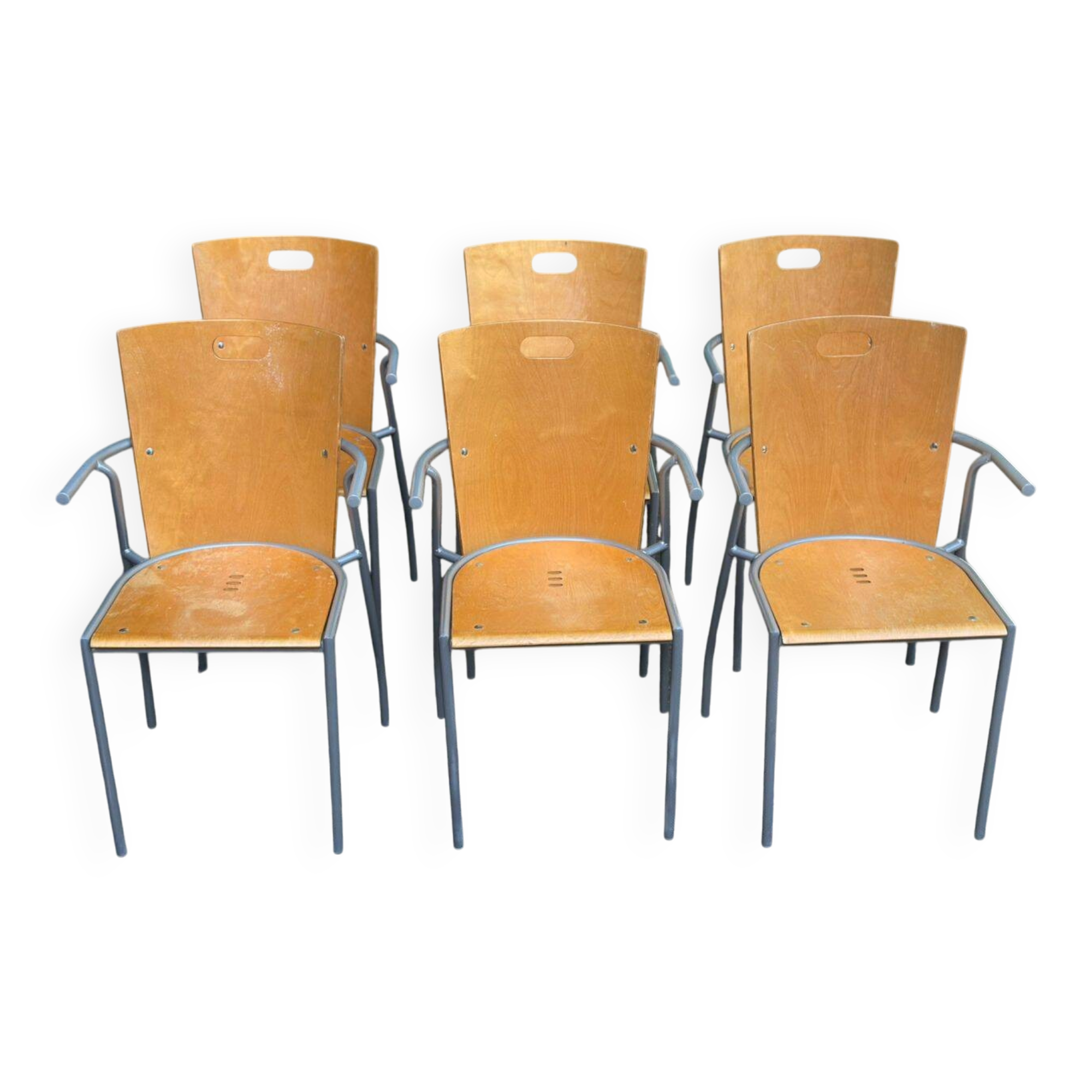 6 Scandinavian chairs from the 90s in steel and light wood from Ikea.