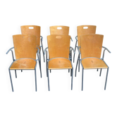 6 Scandinavian chairs from the 90s in steel and light wood from Ikea.
