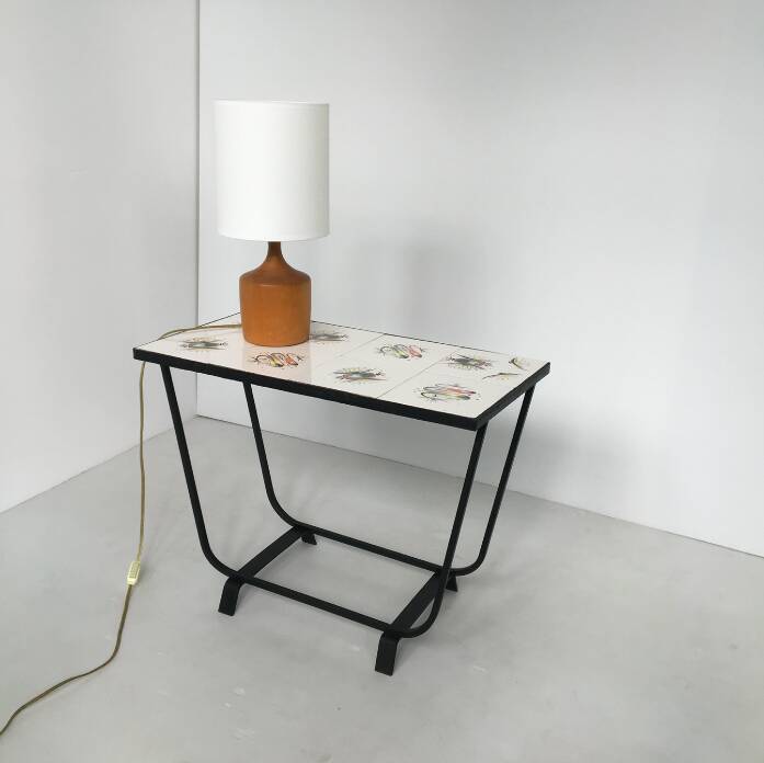 Ceramic and wrought iron side table
