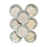 Set of 8 Antique Flat Plates "Figuig" Iron Earth – Longchamp 19th Century