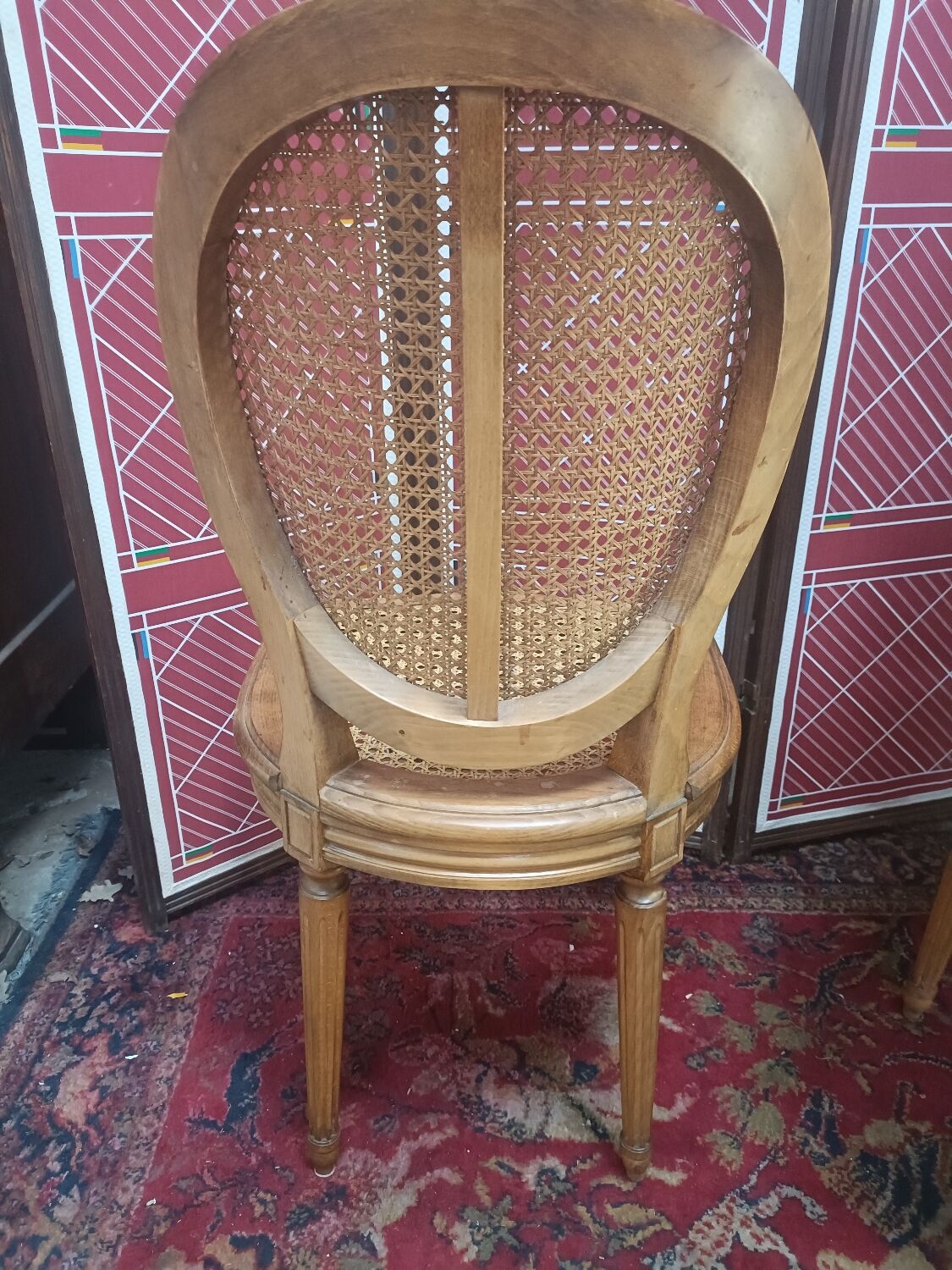 Louis XVI style medallion chairs, canned seat and back