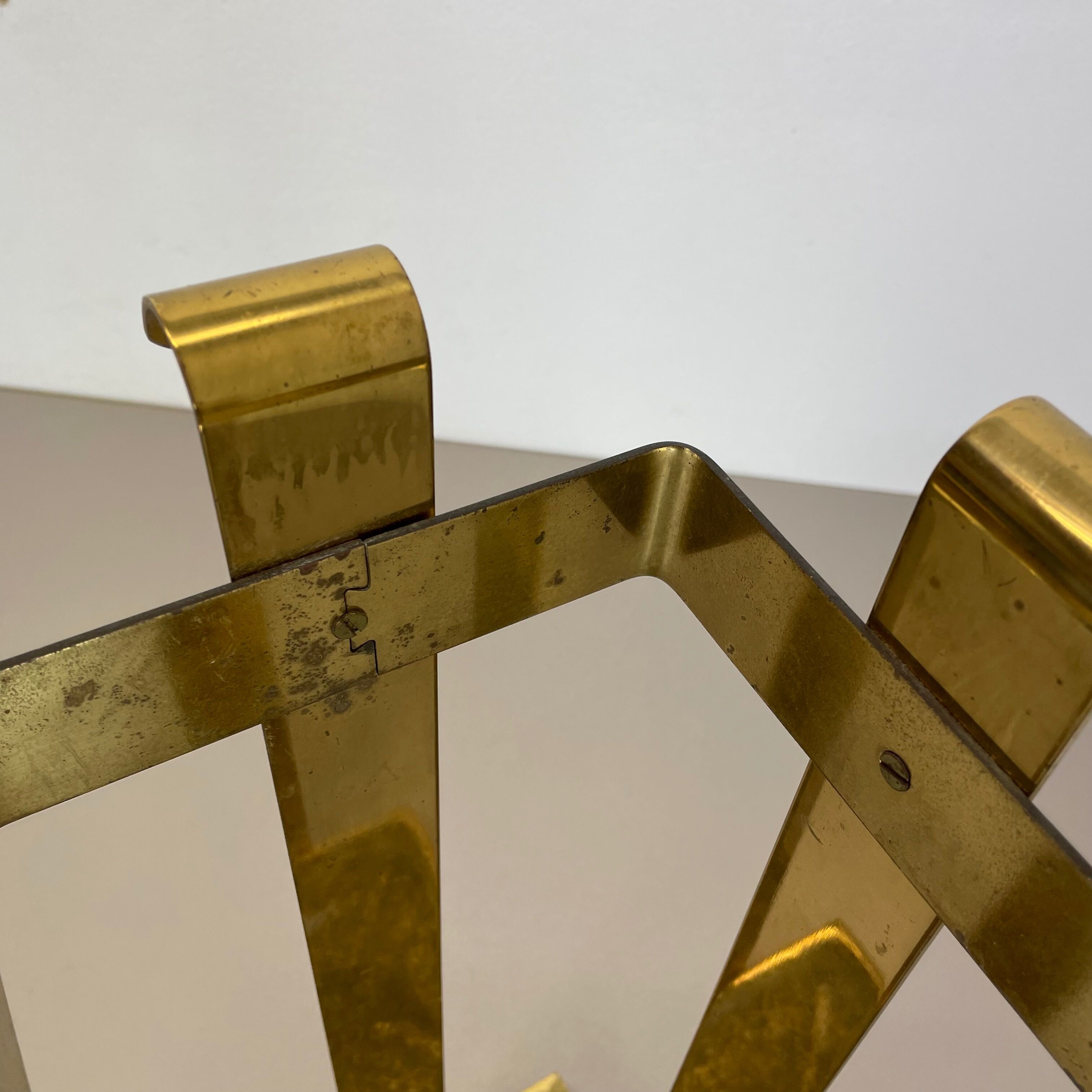 Original Hollywood Regency Solid Brass 3,3kg Umbrella Stand, Italy, 1970s