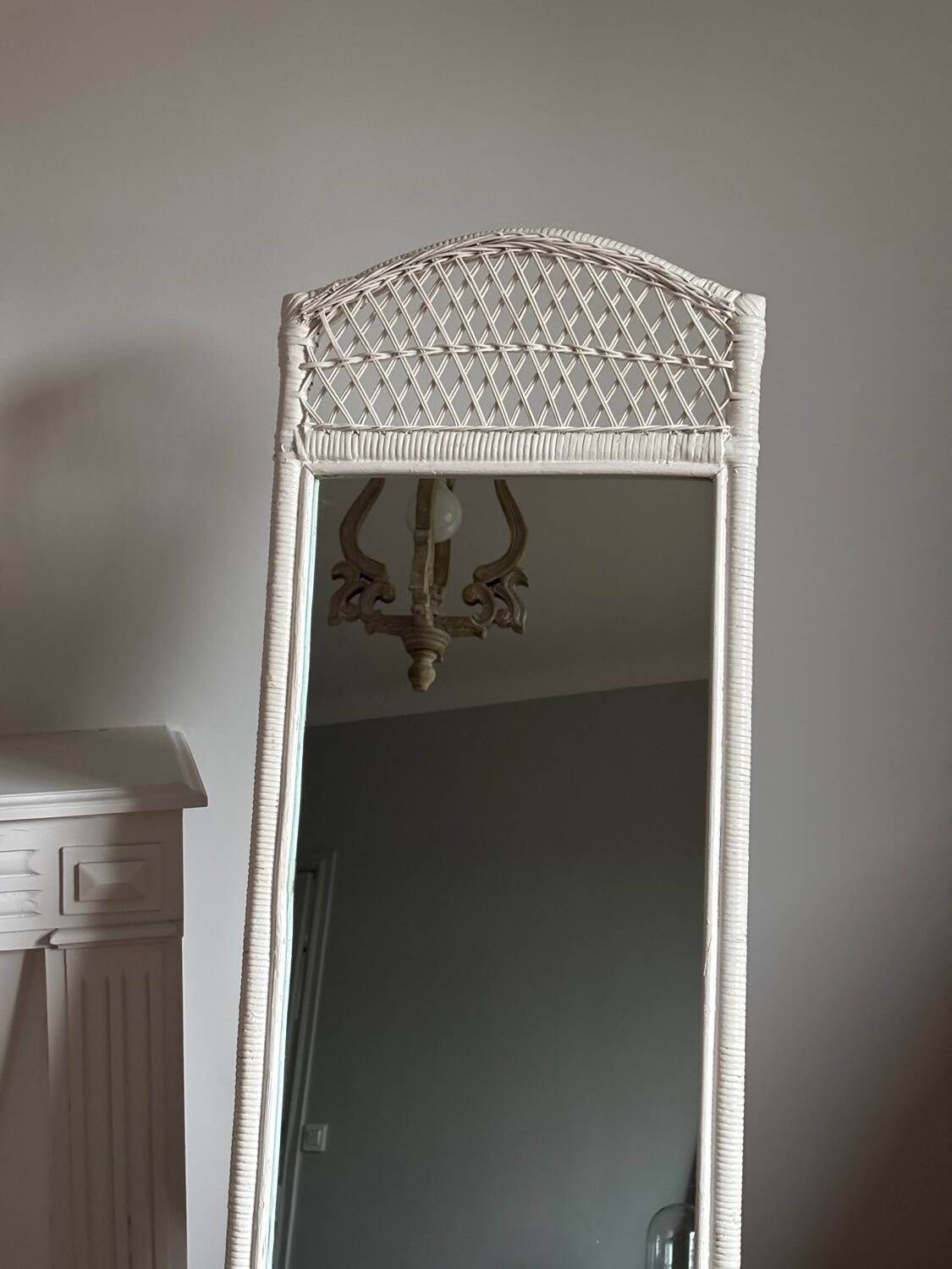 Rattan full-length mirror