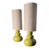 pair of ceramic bedside lamps apple 39x12 refurbished electric and stylish lampshade