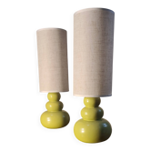 pair of ceramic bedside lamps apple 39x12 refurbished electric and stylish lampshade