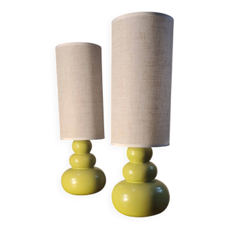 pair of ceramic bedside lamps apple 39x12 refurbished electric and stylish lampshade