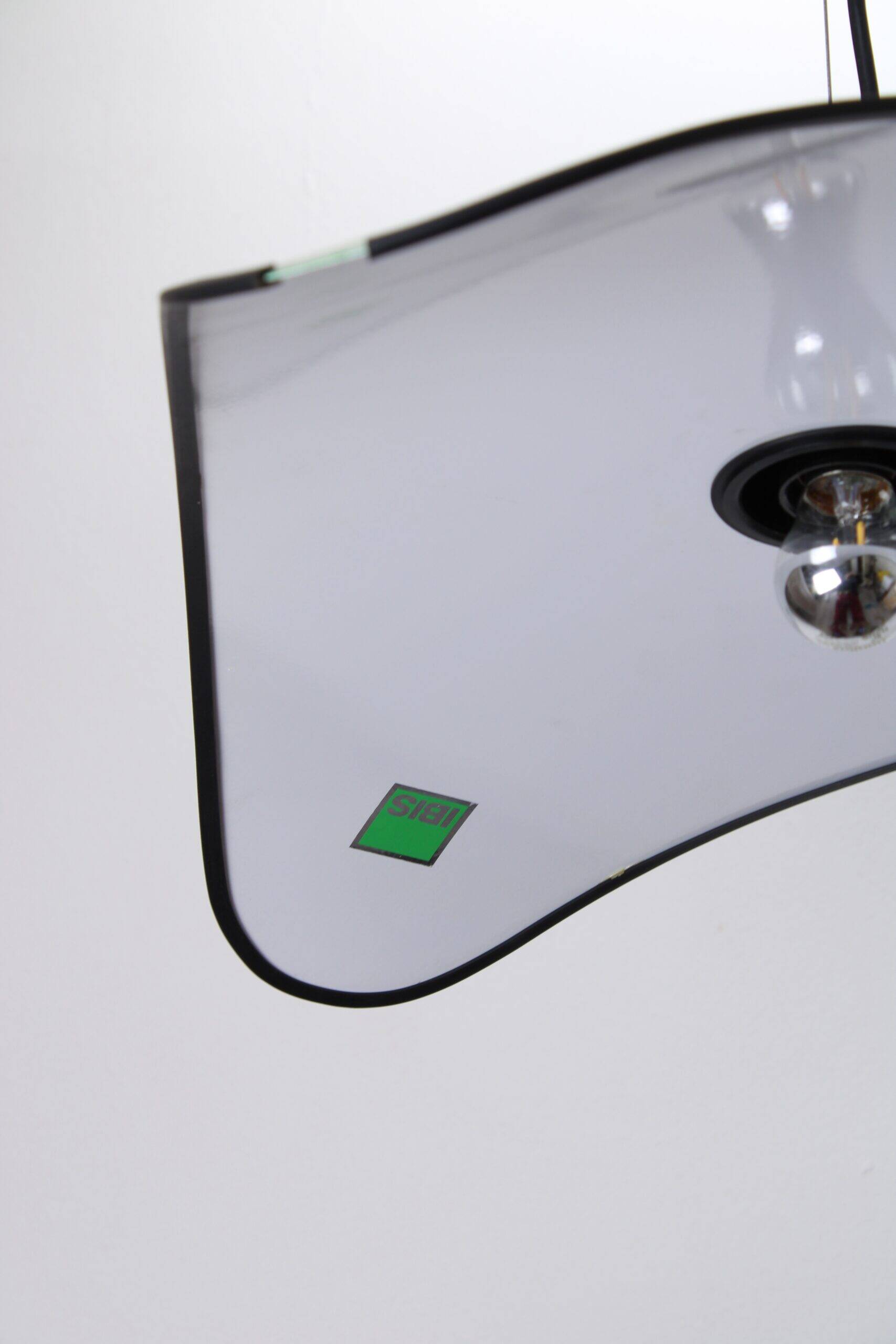 Triangular green metal pendant lamp by IBIS, 1980s