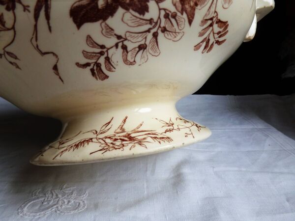 Ancienne soupière de table Longchamp, légumier vintage, décor centre table.