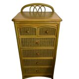 Chiffonier furniture with drawers rattan green wood