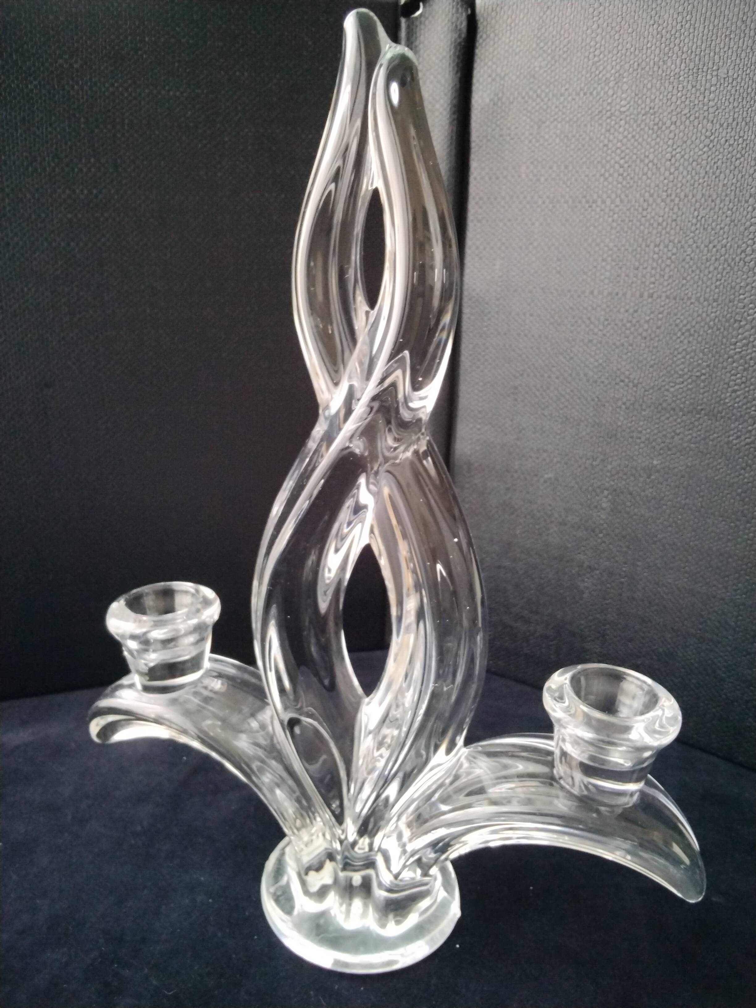 2-branch candle holder in Vannes crystal