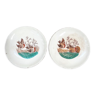 2 Digoin & Sarreguemines bird cups