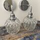 Set of vintage electrified glass wall lamps