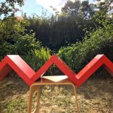 Shelf staircase Zig-Zag graphic design red serie LACK Ikea vintage 1980