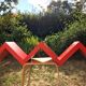 Shelf staircase Zig-Zag graphic design red serie LACK Ikea vintage 1980