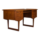 Mid-century Danish freestanding teak desk with raised lip edge, 1960s