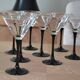 8 Vintage Black Stemmed Cocktail/Martini Glasses