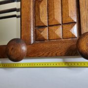 Wooden wall coat rack, 5 hooks, Art Deco style, 82 cm