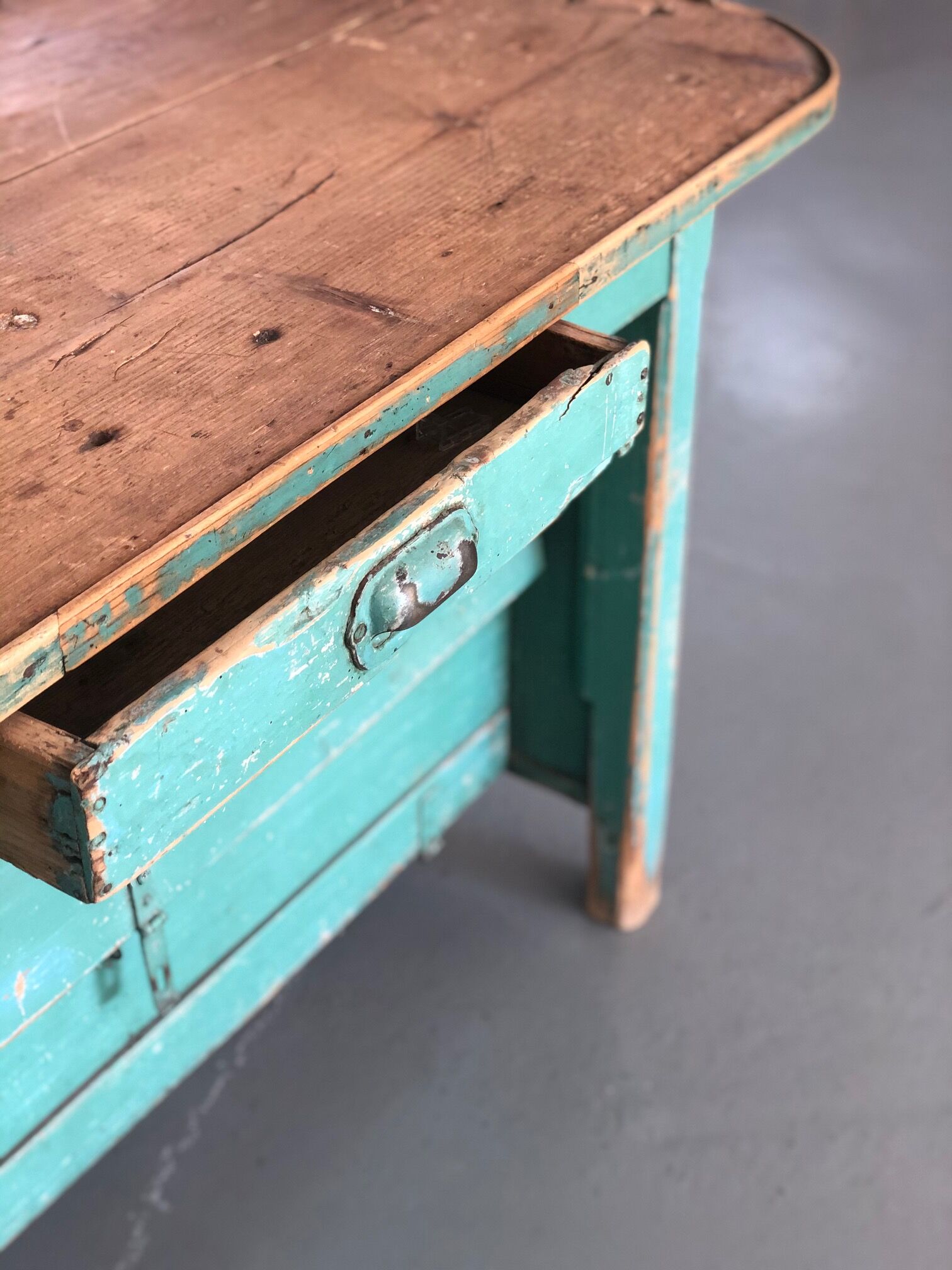 Furniture by trade / console in patinated green wood