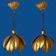 Two vintage pendant lights in gold metal