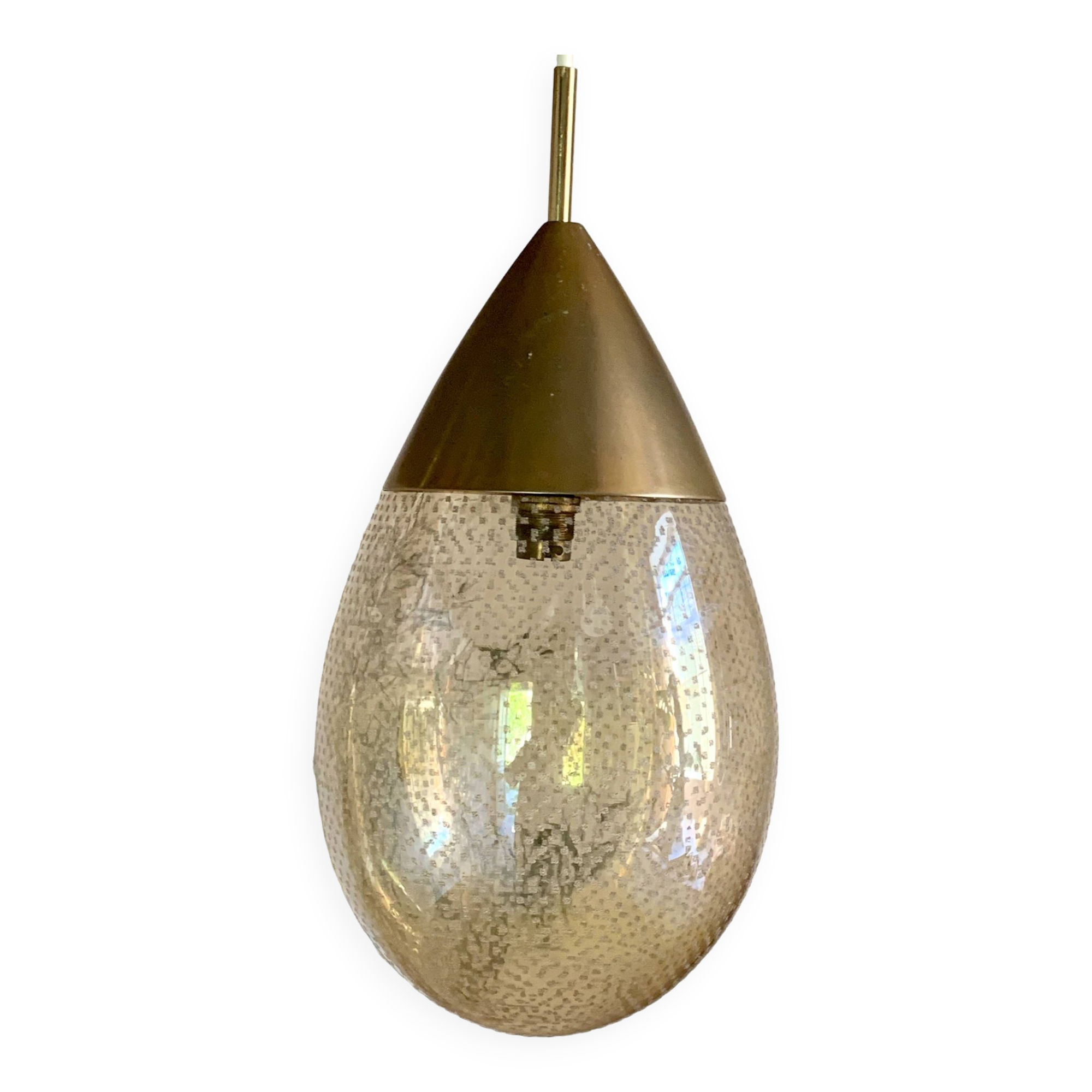 Vintage amber glass drop pendant light