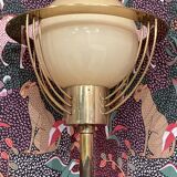 American glass and metal floor lamp 200 cm, 1950s design.