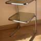 Table d’appoint acier et verre fumé 1970