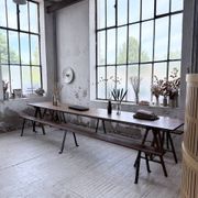 XXL trestle farm table 4m and its benches