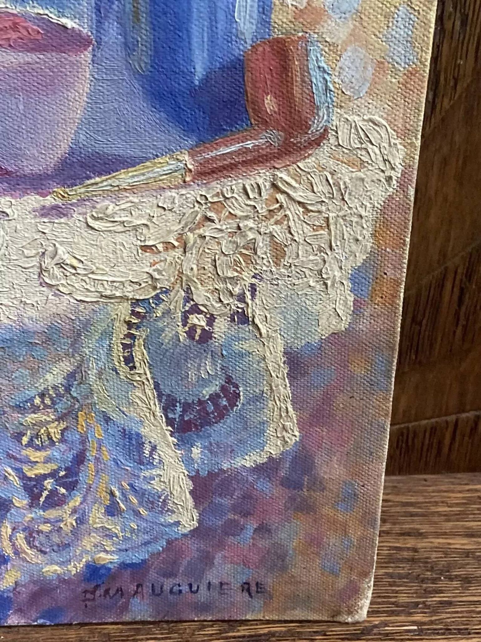 Old still life painting – small oil on mounted cardboard – 1970s/80s
