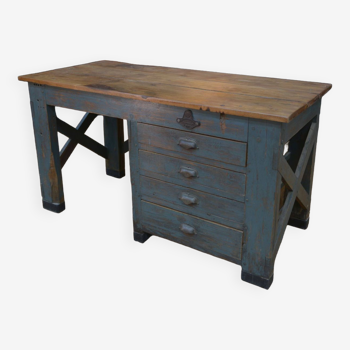 1950 workshop desk in gray patinated oak